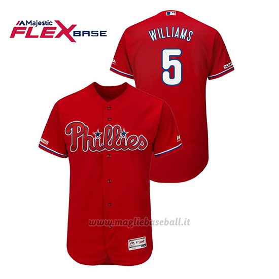 Maglia Baseball Uomo Philadelphia Phillies Nick Williams 150th Aniversario Patch Flex Base Rosso